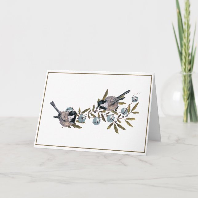 Carte Chickadee Bird Jingle Bells Noël (Devant)
