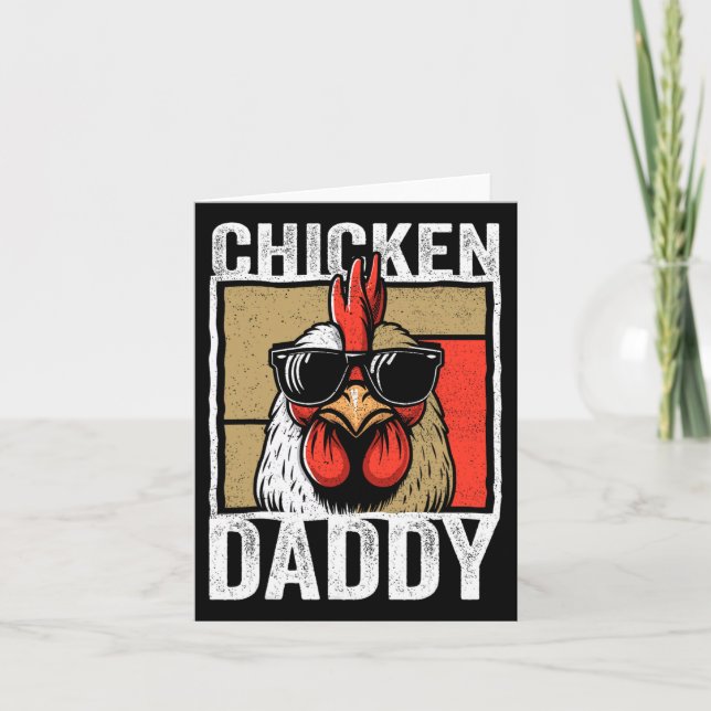 Carte Chicken Daddy Rooster Farmer Drôle Fête des pères  (Devant)