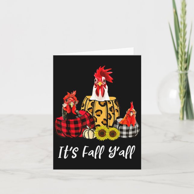 Carte Chicken It's Fall Y'all Leopard Pumpkin Autumn Tha (Devant)