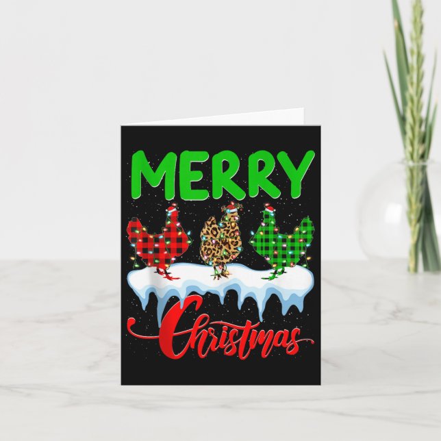 Carte Chicken Merry Christmas Pajamas Leopard Buffalo Pl (Devant)