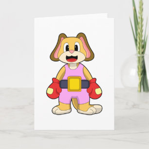 Carte Chien à la boxe avec gants de boxe