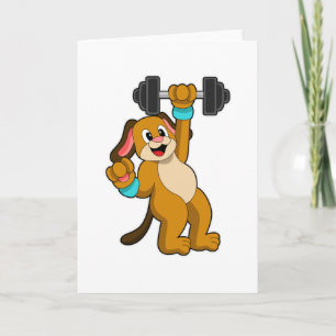 Carte Chien à l'entraînement de musculation avec haltère