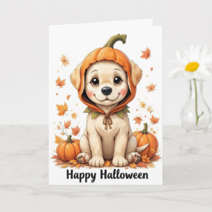Carte Chien adorable en Citrouille Halloween Sweet Fall 