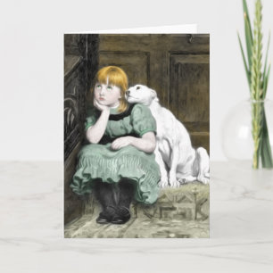 Carte Chien Adoring Girl Victorian Peinture