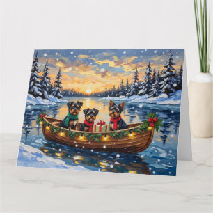 Carte Chien Affenpinscher Noël Bateau Fêtes