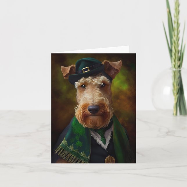 Carte chien airedale à la St. Patrick's Day (Devant)