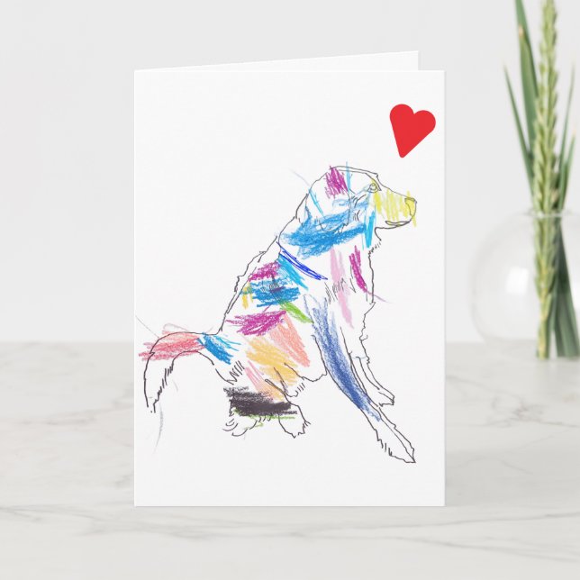 Carte Chien Arc-en-Ciel Bonne Saint-Valentin ! (Devant)