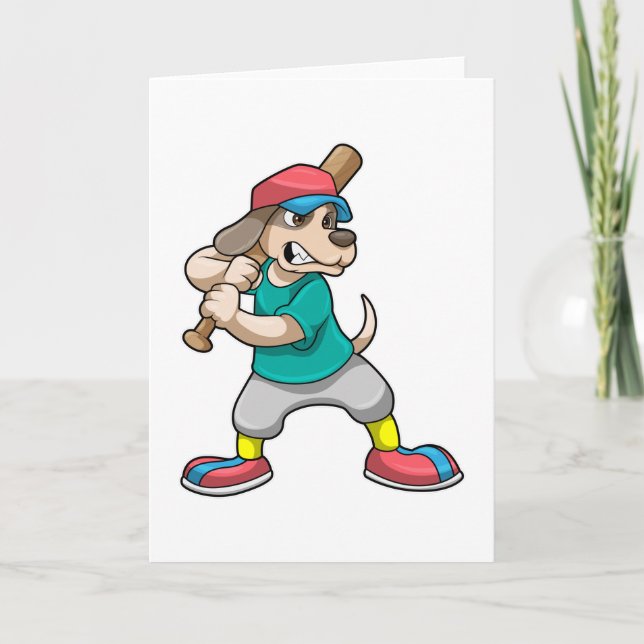 Carte Chien au baseball avec batte de baseball (Devant)
