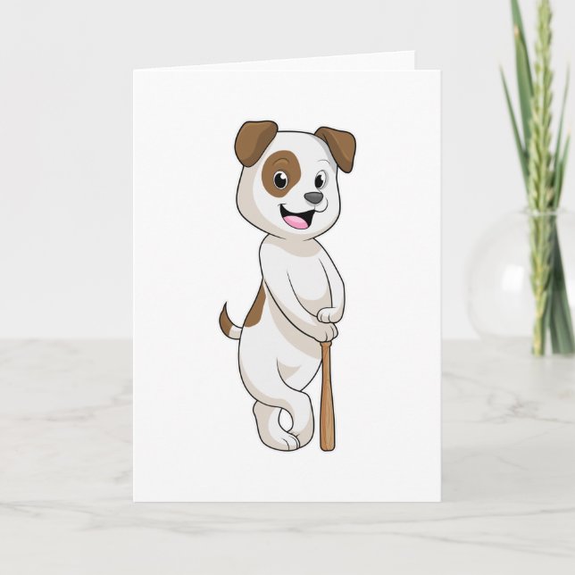 Carte Chien au baseball avec batte de baseball (Devant)