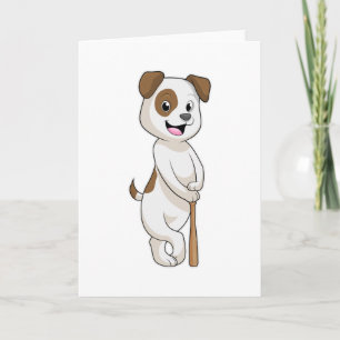 Carte Chien au baseball avec batte de baseball