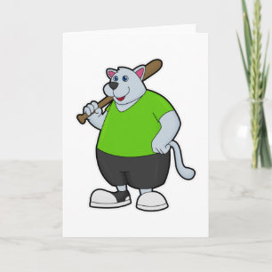Carte Chien au baseball avec batte de baseball
