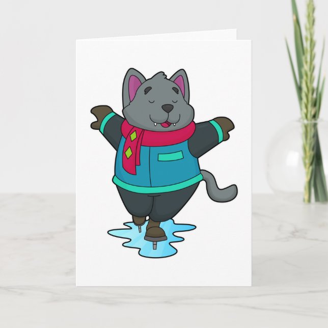 Carte Chien au patinage sur glace avec patins à glace et (Devant)