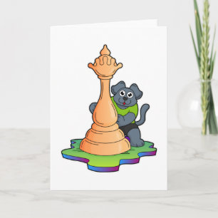 Carte Chien aux échecs avec la pièce d'échecs Reine