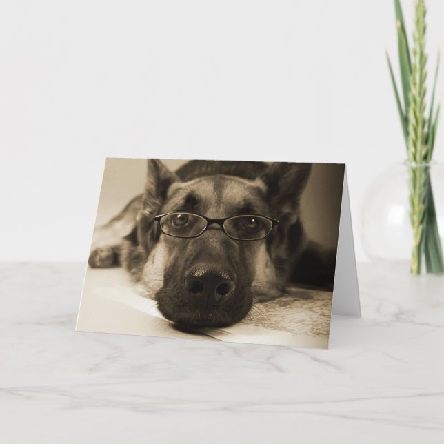 Carte Chien avec des verres (Devant)