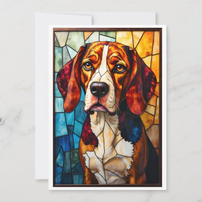 Carte Chien Basset Hound de style vitrail  (Devant)