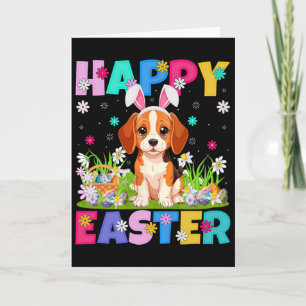 Carte Chien Beagle Joyeuses Pâques Chasse aux œufs Lapin