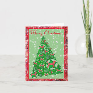 Carte Chien Beagle Joyeux Noël Arbre avec des Étoiles