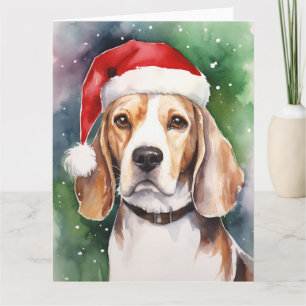 Carte Chien beagle Noël Père Noël Paws