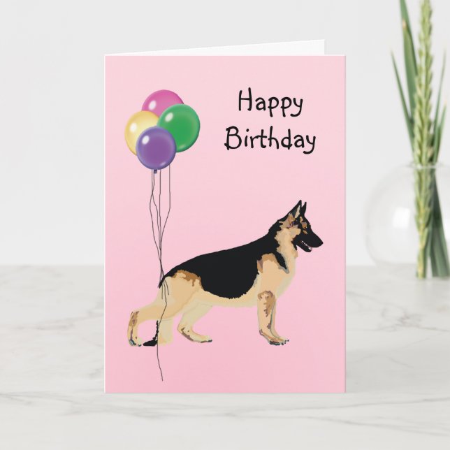 Carte Chien berger allemand, Ballons d'anniversaire (Devant)