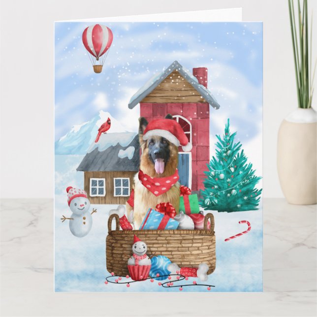 Carte Chien berger allemand dans la neige Maison de chie (Devant)
