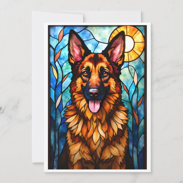 Carte Chien berger allemand de style vitrail  (Devant)