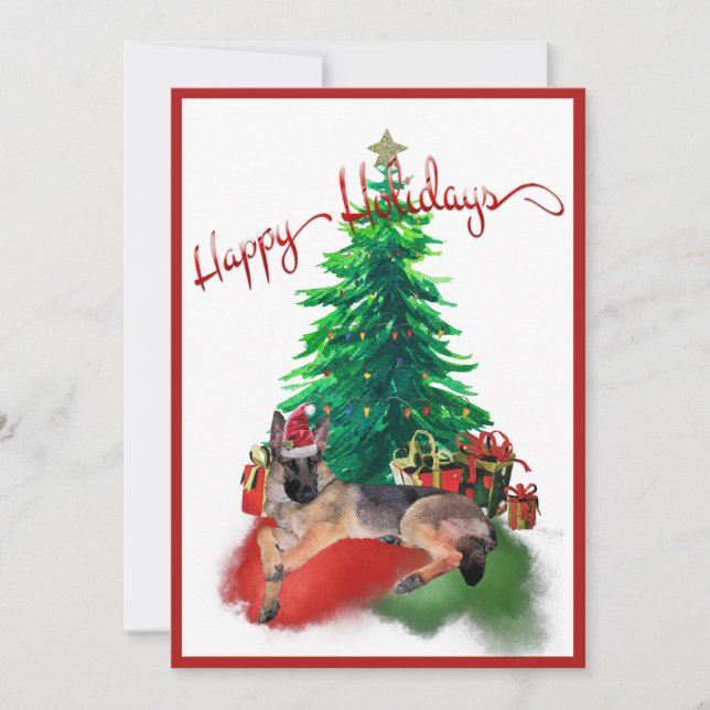 Carte Chien berger allemand pondu par sapin de Noël (Devant)
