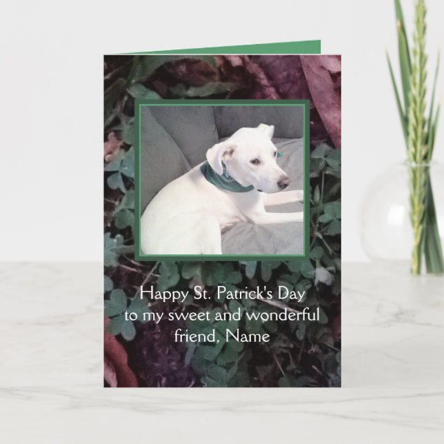 Carte Chien blanc mignon St. Patrick's Day Vert (Devant)
