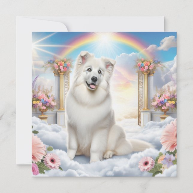 Carte Chien blanc sur Rainbow Bridge dans l'art du ciel (Devant)