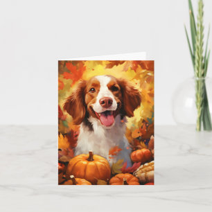 Carte Chien breton Automne Thanksgiving