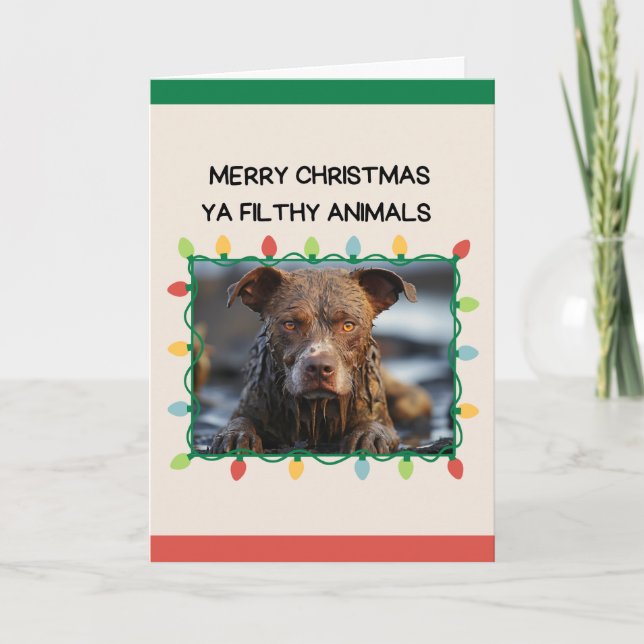Carte Chien Brown boueux drôle Noël (Devant)