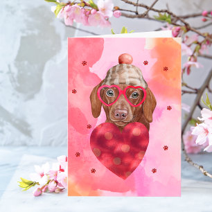 Carte Chien cadeau de la Saint Valentin Brown rose