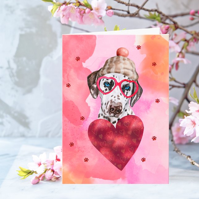 Carte Chien cadeau de la Saint Valentin de Dalmatie oran (Créateur téléchargé)
