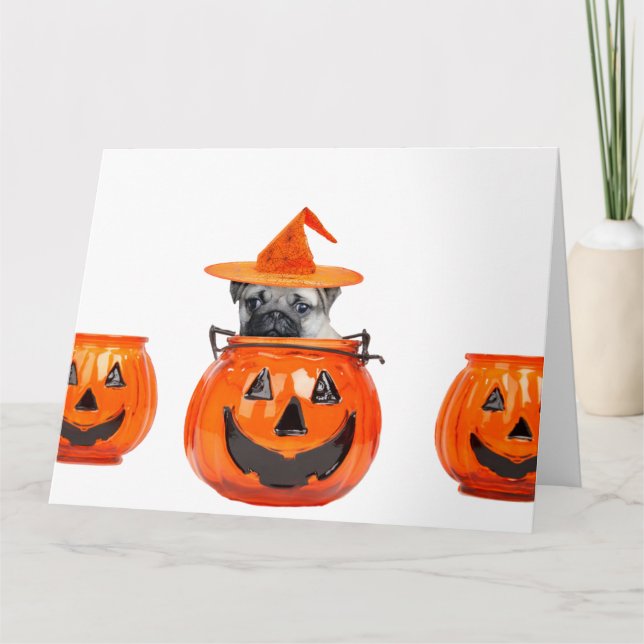Carte Chien carlin d'Halloween (Devant)