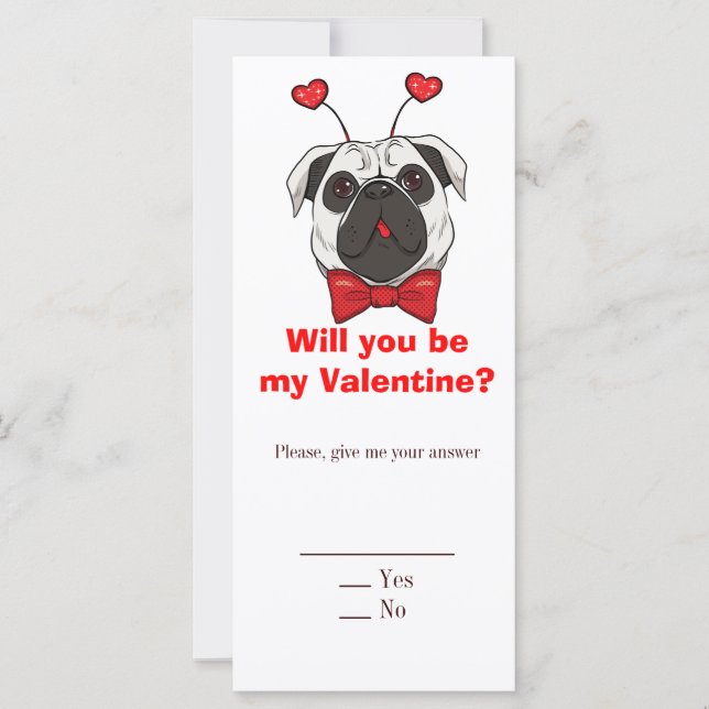 Carte Chien Carlin Valentine (Devant)