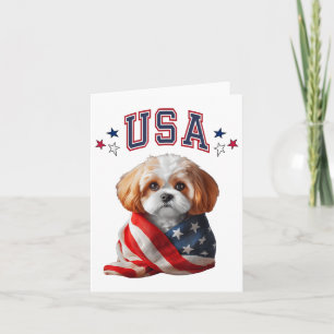 Carte Chien Cavachon Usa Amérique Drapeau Patriotique Mé