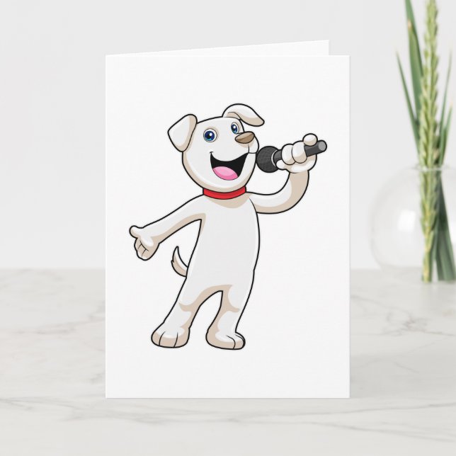 Carte Chien chanteur avec microphone (Devant)