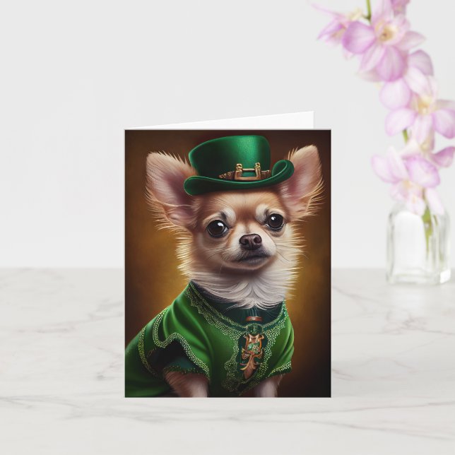 Carte Chien Chihuahua à la fête de la Saint-Patrick (Orchidée)