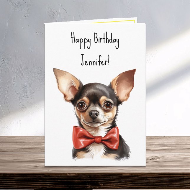 Carte Chien chihuahua Chien chiot Nom de l'anniversaire (Créateur téléchargé)