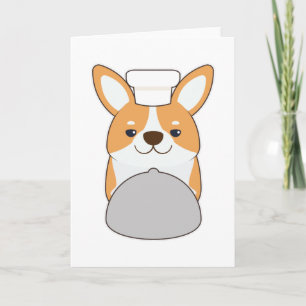 Carte Chien chiot comme cuisinier avec Platter