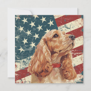 Carte Chien Cocker Spaniel Drapeau Américain Grunge