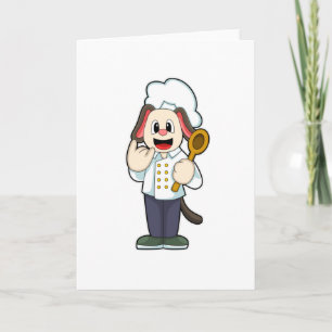 Carte Chien comme cuisinier avec cuillère en bois et tab