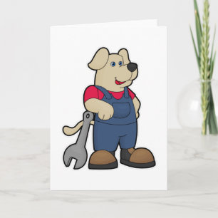 Carte Chien comme mécanicien avec clé