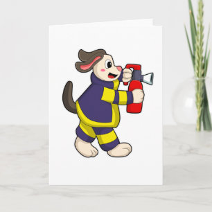 Carte Chien comme pompier avec extincteur d'incendie