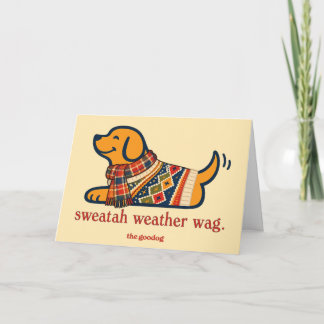 Carte Chien confortable d'automne en pull