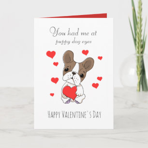 Carte Chien coquelicot yeux mignonne Valentine's
