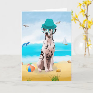 Carte Chien dalmate sur la plage