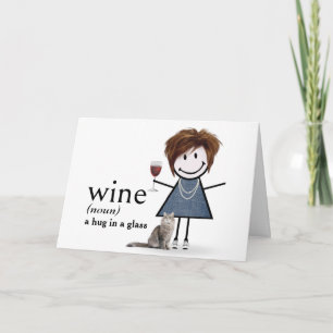 Carte Chien D'Anniversaire Fille Avec Vin Et Chat