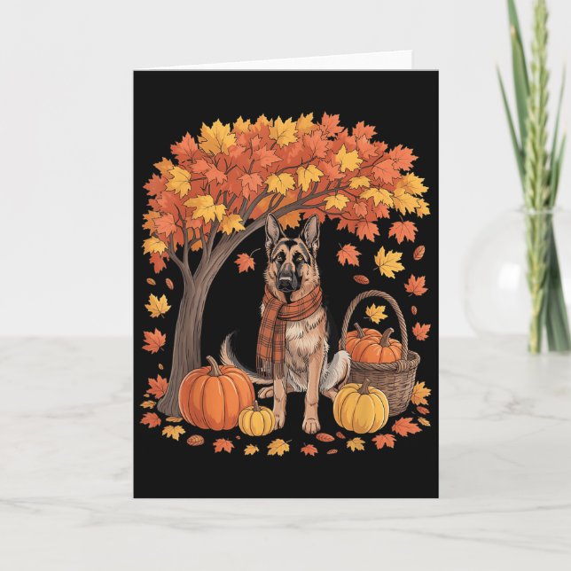 Carte Chien de berger allemand d'automne écharpe Citroui (Devant)