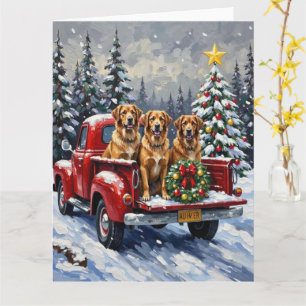 Carte Chien de berger anatolien camion rouge de Noël vac