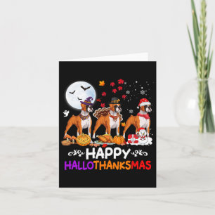 Carte Chien de boîte Noël Hallothankmas Joyeux Thanksgiv